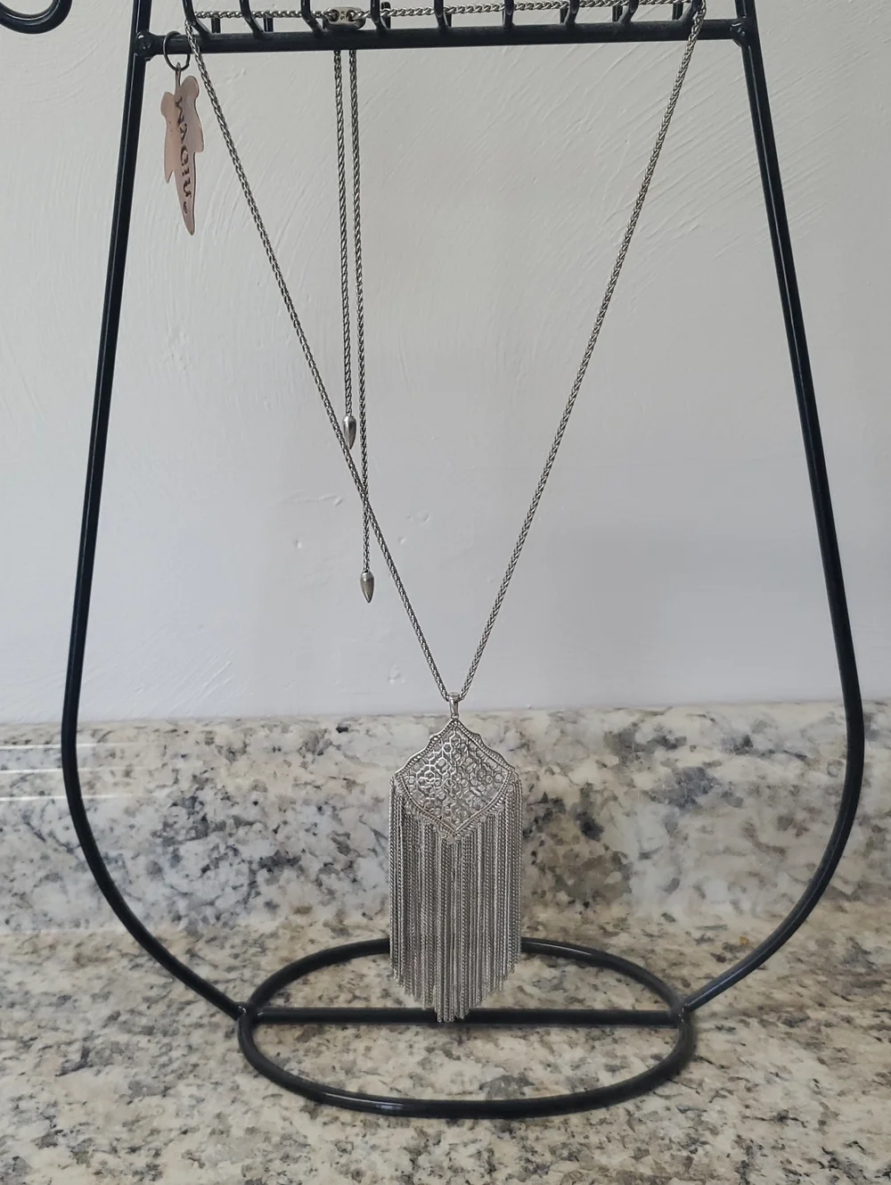 KENDRA SCOTT Silver Fringe Pendant Necklace - Women Jewelry